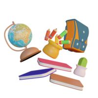 3d illustration of school supplies with back to school theme png