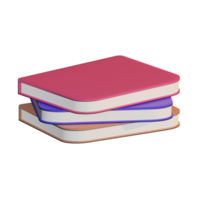 Rendering 3d dell'icona del libro con tre colori diversi png