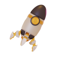 illustration de fusée bitcoin icône 3d