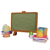 Illustration 3d de fournitures scolaires avec thème de retour à l'école png