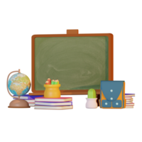 3d illustration of school supplies with back to school theme png