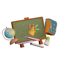 3d illustration of school supplies with back to school theme png