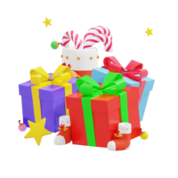 ilustración 3d del tema del día de navidad con caja de regalo png