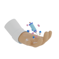 ícone 3D de uma mão de médicos carregando remédios png