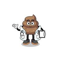 Cartoon mascot of poop doctor vector