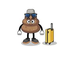 poop mascot doing vacation vector