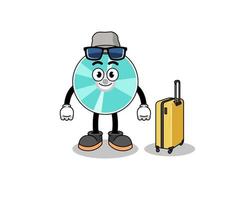 optical disc mascot doing vacation vector