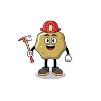Cartoon mascot of loose stools firefighter vector