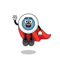 eyeball cartoon with flying superhero vector