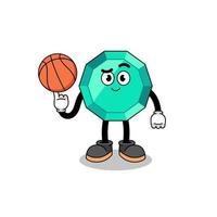 emerald gemstone illustration as a basketball player vector