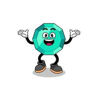 emerald gemstone cartoon searching with happy gesture vector