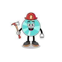 Cartoon mascot of optical disc firefighter