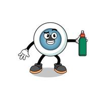 eyeball illustration cartoon holding mosquito repellent vector