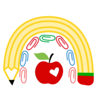 regenboog met leraar schoolbenodigdheden ontwerp png