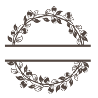 couronne ronde marron avec brindilles et graphique floral.design png