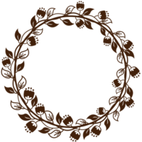 corona rotonda marrone con ramoscelli e grafica floral.design png