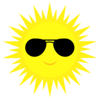 Yellow sun in glasses uv protection icon png