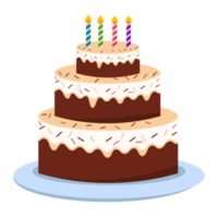heerlijke taart met kaarsen voor verjaardagsfeestje. png
