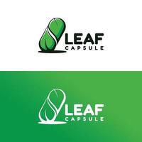 Leaf capsule healthy logo vector