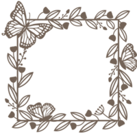 couronne ronde marron avec brindilles et papillon.design graphique png