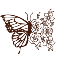 corona redonda marrón con ramitas y gráfico de diseño de mariposas png