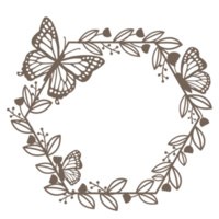 couronne ronde marron avec brindilles et papillon.design graphique png