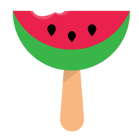Bitten watermelon popsicle dessert, fruit ice. Ice cream on a stick png