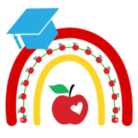 arco-íris com design de material escolar para professores png