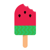 Bitten watermelon popsicle dessert, fruit ice. Ice cream on a stick png