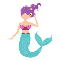 Cute young Mermaid with Fish Tail cartoon element png