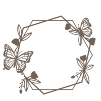 couronne ronde marron avec brindilles et papillon.design graphique png