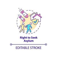 Right to seek asylum concept icon. Shelter and safety. Refugee right abstract idea thin line illustration. Isolated outline drawing. Editable stroke. vector