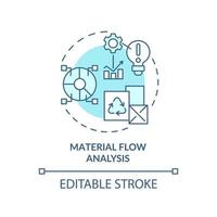 icono de concepto turquesa de análisis de flujo de material. método de ecología industrial idea abstracta ilustración de línea delgada. dibujo de contorno aislado. trazo editable. vector