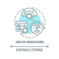 Use of indicators turquoise concept icon. Control tools. Cleaner production option abstract idea thin line illustration. Isolated outline drawing. Editable stroke. vector