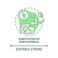 Substitution of raw materials green concept icon. Cleaner production option abstract idea thin line illustration. Isolated outline drawing. Editable stroke. vector