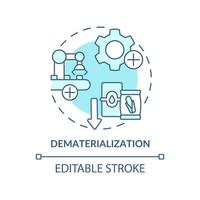 Dematerialization turquoise concept icon. Reduce materials. Industrial ecology abstract idea thin line illustration. Isolated outline drawing. Editable stroke. vector