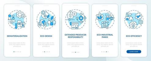 Areas of industrial ecology blue onboarding mobile app screen. Increasing walkthrough 5 steps graphic instructions pages with linear concepts. UI, UX, GUI template. vector