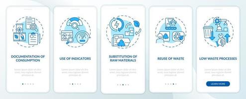 Cleaner production options blue onboarding mobile app screen. Industry walkthrough 5 steps graphic instructions pages with linear concepts. UI, UX, GUI template. vector