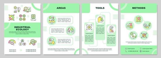 Industrial ecology ways green brochure template. Responsive production. Leaflet design with linear icons. 4 vector layouts for presentation, annual reports.