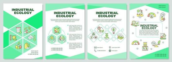 Industrial ecology green brochure template. Clean production. Leaflet design with linear icons. 4 vector layouts for presentation, annual reports.