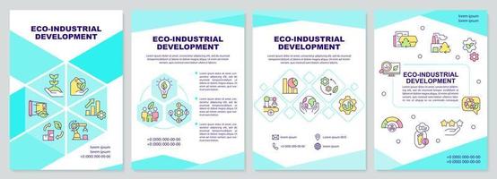 Eco industrial development mint brochure template. Sustainable process. Leaflet design with linear icons. 4 vector layouts for presentation, annual reports.