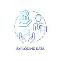 Exploding data blue gradient concept icon. Basic startup problem abstract idea thin line illustration. Information management. Structured knowledge. Isolated outline drawing. vector