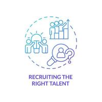 Recruiting right talent blue gradient concept icon. Biggest challenge facing business abstract idea thin line illustration. Employment. Isolated outline drawing. vector