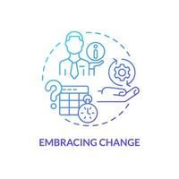 Embracing change blue gradient concept icon. Frequent difficulty of startup abstract idea thin line illustration. Adapt to innovations. Isolated outline drawing. vector