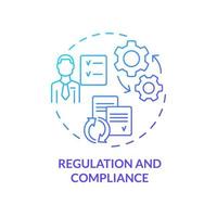 Regulation and compliance blue gradient concept icon. Business challenge abstract idea thin line illustration. Employee protection. Isolated outline drawing. vector