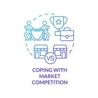 Coping with market competition blue gradient concept icon. Biggest business strategy issue abstract idea thin line illustration. Crowded market. Isolated outline drawing. vector