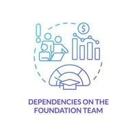 Dependencies on foundation team blue gradient concept icon. Strategic problem of business abstract idea thin line illustration. Building trust. Isolated outline drawing. vector