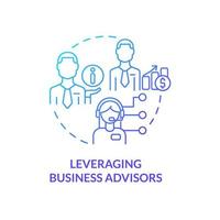 Leveraging business advisors blue gradient concept icon. Biggest business strategy issue abstract idea thin line illustration. Financial planning. Isolated outline drawing. vector