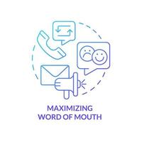 Maximizing word of mouth blue gradient concept icon. Business sales complication abstract idea thin line illustration. Mouth advertising. Isolated outline drawing. vector