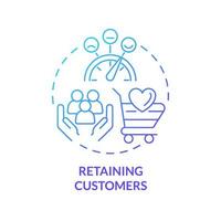 Retaining customers blue gradient concept icon. Business sales problem abstract idea thin line illustration. Client loyalty. Encouraging loyalty. Isolated outline drawing. vector